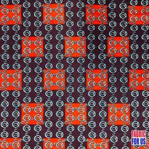 Squares & Links Brown/Rust Color Design Poly-Spandex Fabric 58/60" Wide